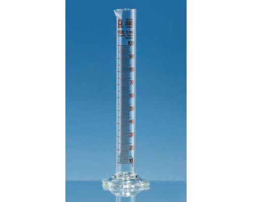 BRAND 31962 Цилиндр мерный Silberbrand Eterna, высокий, 1000 мл, градуировка 10 мл, Boro 3.3, основа из стекла