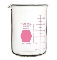 Стакан Гриффина Kimble Colorware 600 мл, низкий, с розовой градуировкой, с носиком, стекло (Артикул 14000P-600)