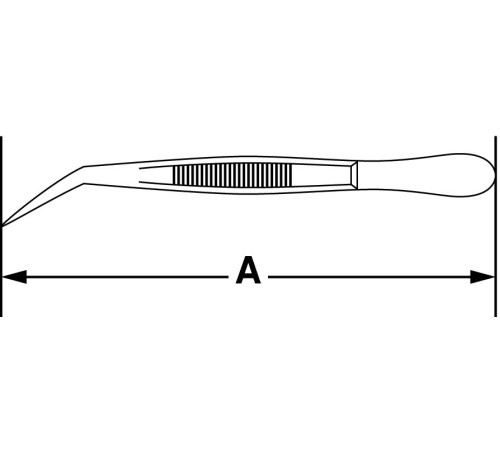 Пинцет Bochem самозахватывающий остроконечный изогнутый с пластиковыми ручками, из хромированной стали, длина 160 мм